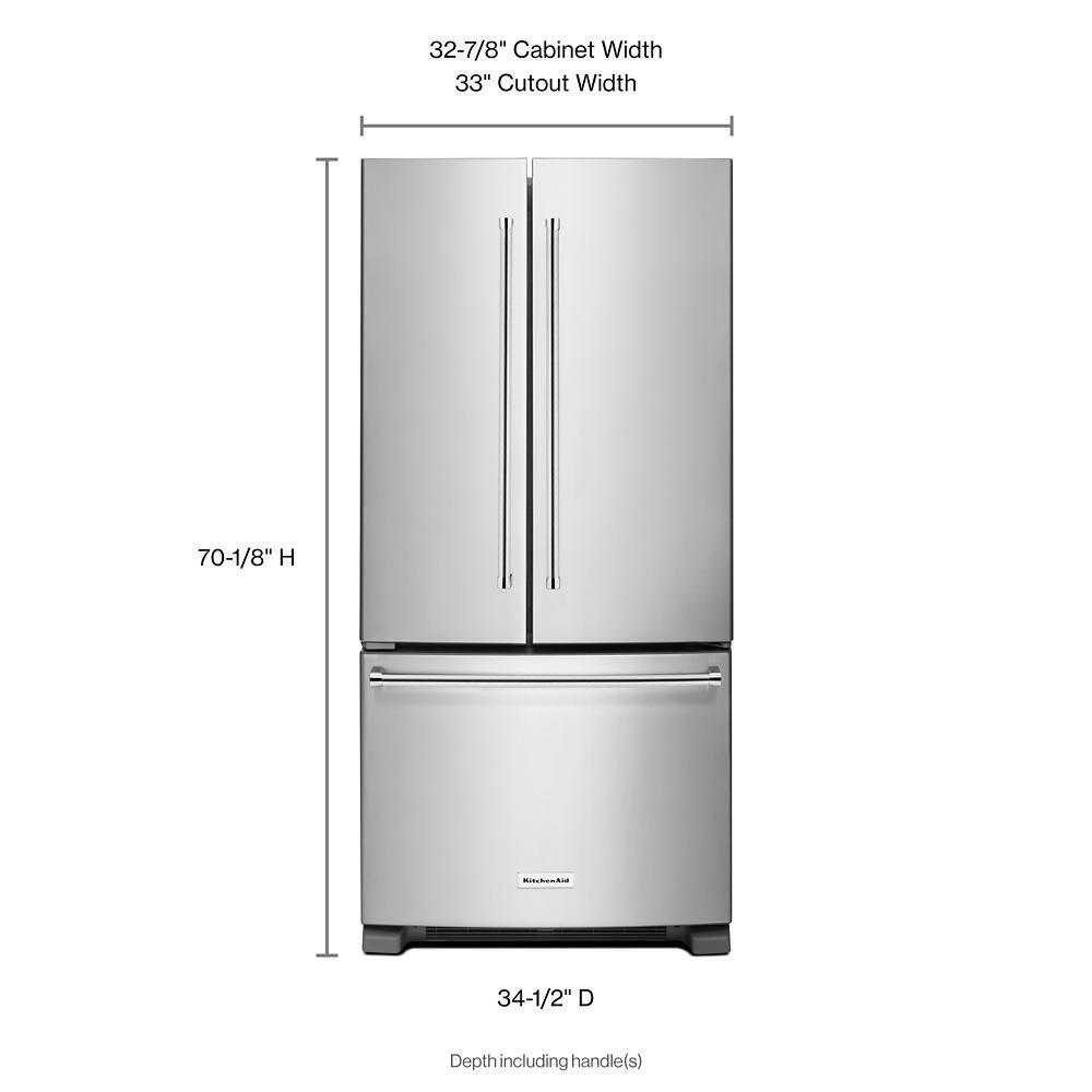 22 Cu. Ft. 33-Inch Width Standard Depth French Door Refrigerator with Interior Dispenser