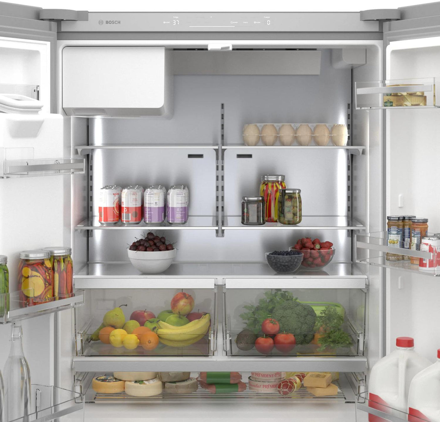 500 Series French Door Bottom Mount Refrigerator 36" Stainless steel (with anti-fingerprint)