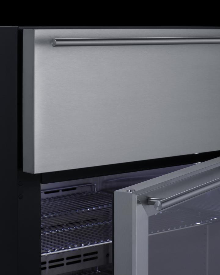 24" Wide Built-in Commercial Beverage Refrigerator With Top Drawer