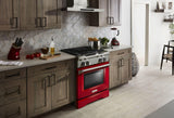 30'' 4-Burner Dual Fuel Freestanding Range, Commercial-Style Signature Red