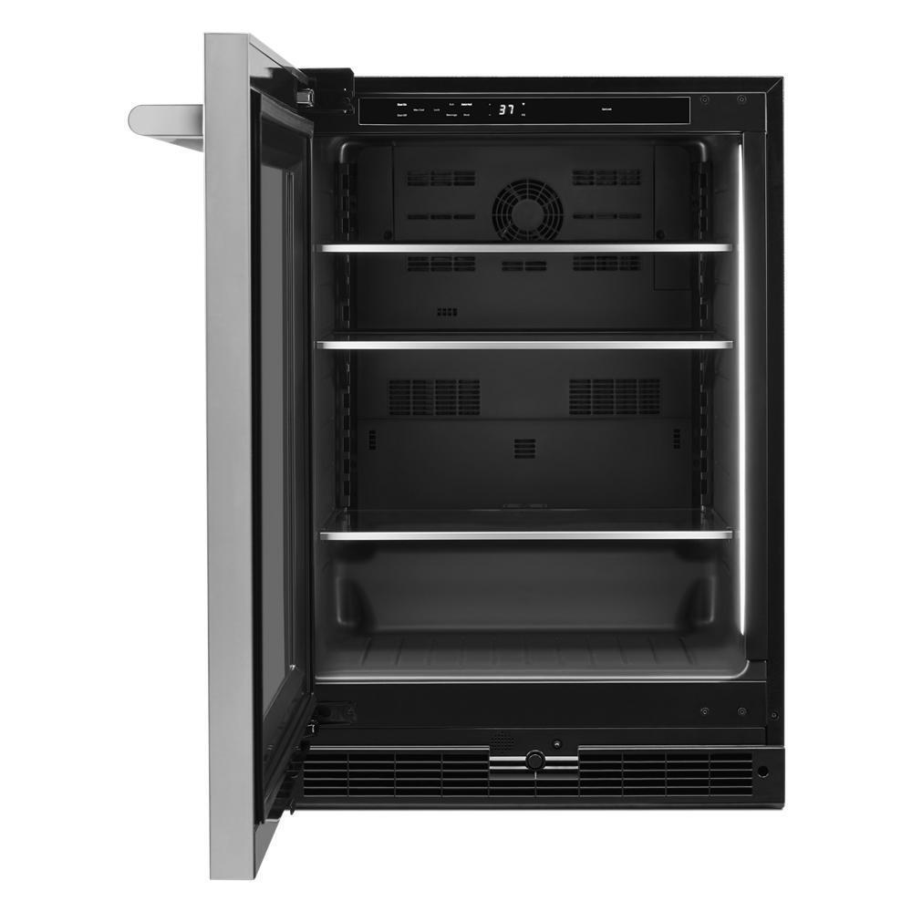 RISE™ 24" Under Counter Glass Door Refrigerator, Left Swing