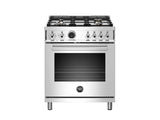 30 inch Dual Fuel Range, 4 Brass Burner, Electric Self-Clean Oven Stainless Steel