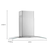 36" Curved Glass Wall Mount Range Hood