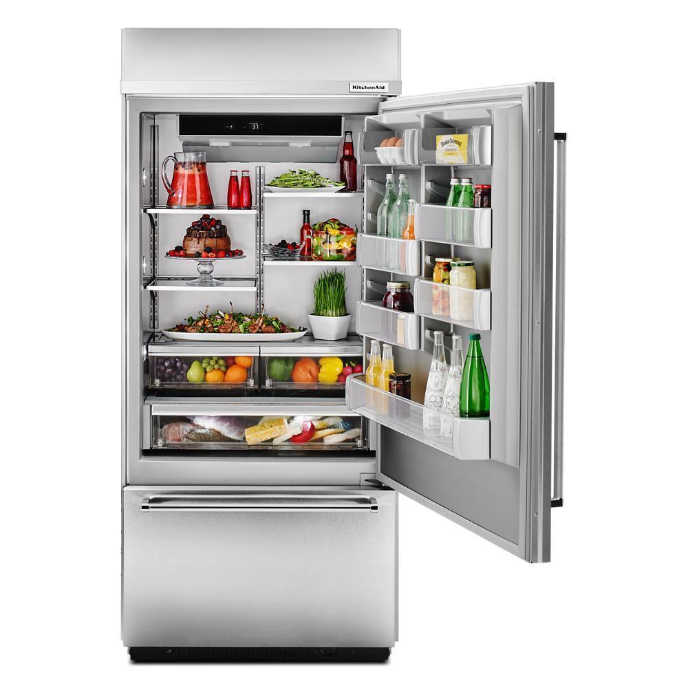 20.9 Cu. Ft. 36" Width Built-In Stainless Bottom Mount Refrigerator with Platinum Interior Design