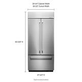 20.8 Cu. Ft. 36" Width Built In Stainless Steel French Door Refrigerator with Platinum Interior Design