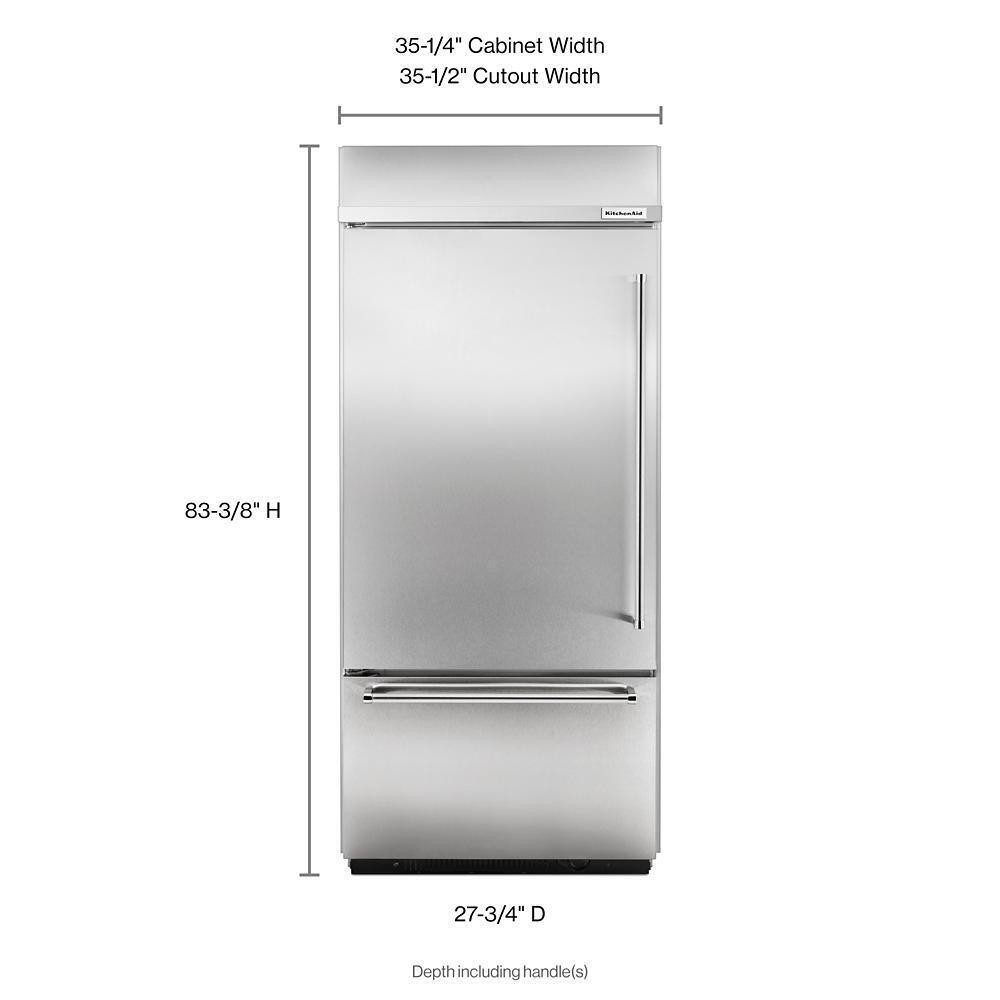 20.9 Cu. Ft. 36" Width Built-In Stainless Bottom Mount Refrigerator with Platinum Interior Design