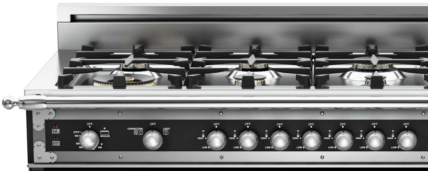 36 inch All Gas Range, 6 Brass Burner Matt Black