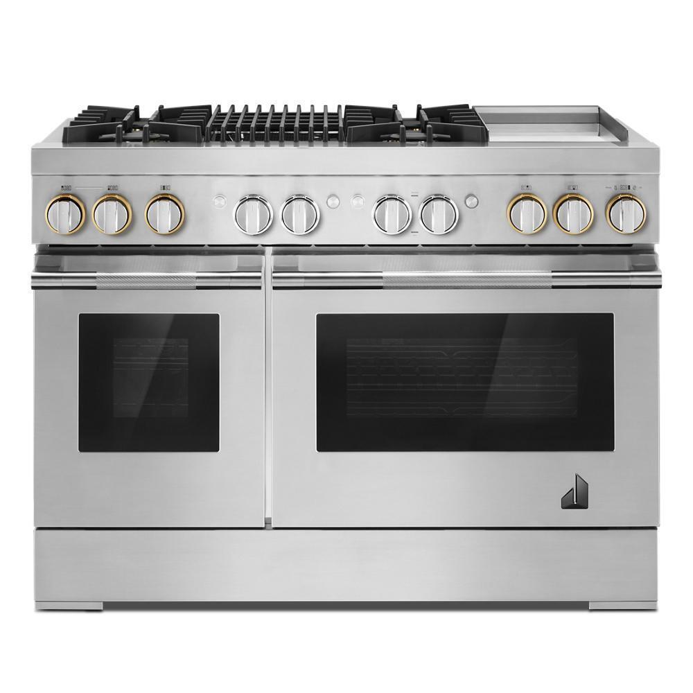 RISE™ 48" Dual-Fuel Professional-Style Range with Chrome-Infused Griddle and Grill