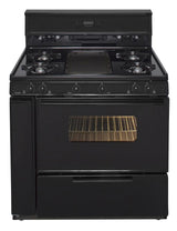 36 in. Freestanding Gas Range with 5th Burner and Griddle Package in Black