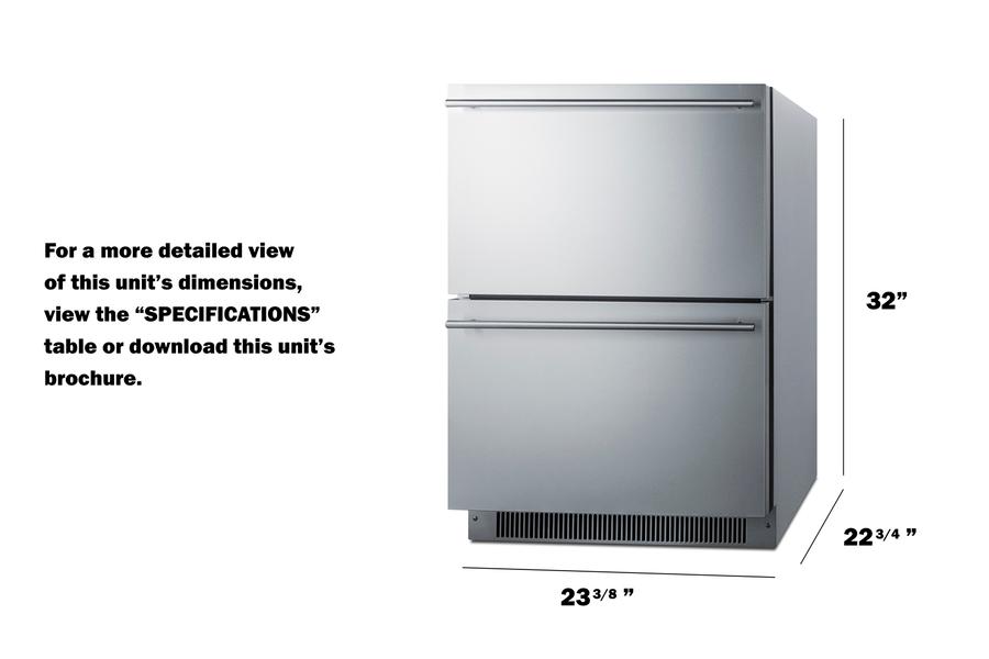 24" Wide 2-drawer All-freezer, ADA Compliant