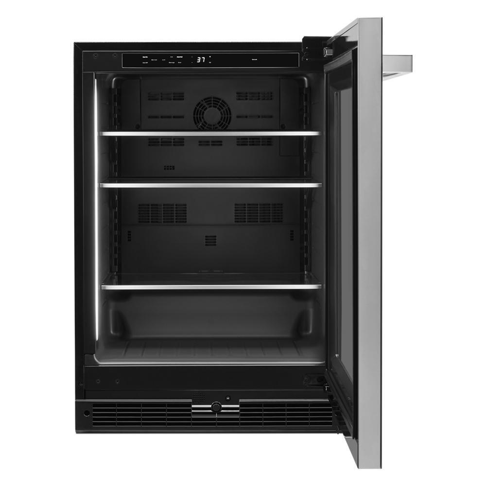 24" NOIR™ Under Counter Glass Door Refrigerator, Right Swing