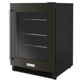 24" Undercounter Refrigerator with Glass Door and Shelves with Metallic Accents and PrintShield™ Finish