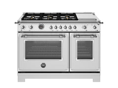 48 inch Dual Fuel Range, 6 Brass Burners and Griddle, Electric Self-Clean Oven Stainless Steel