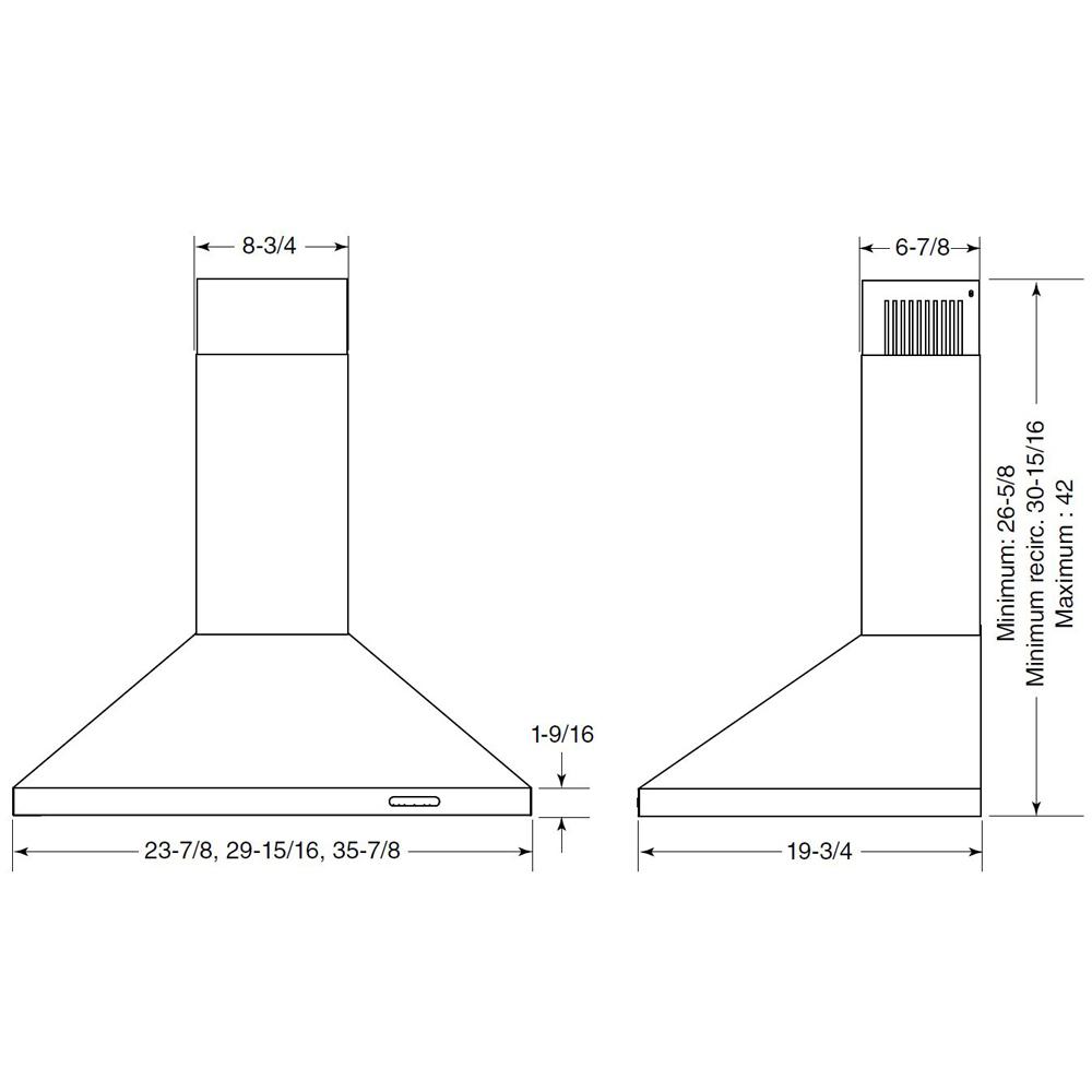 Broan® Elite EW48 Series 30-Inch Pyramidal Chimney Range Hood, 460 Max Blower CFM, Stainless Steel