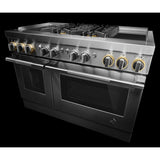 RISE™ 48" Dual-Fuel Professional Range with Dual Chrome-Infused Griddles