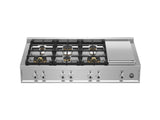 48 Gas Rangetop 6 brass burner + electric griddle Stainless Steel