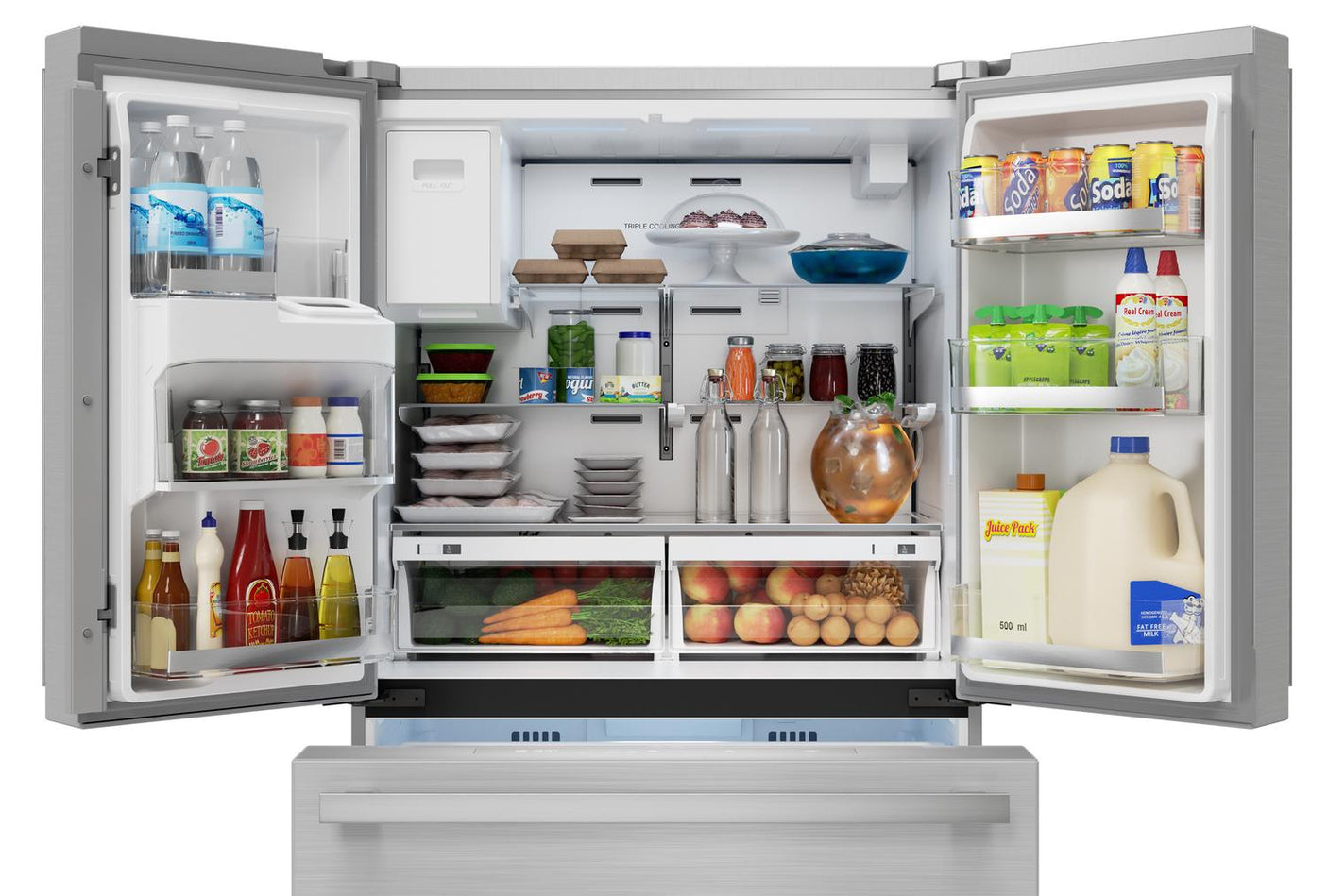 Sharp French 4-Door Counter-Depth Refrigerator with Water Dispenser