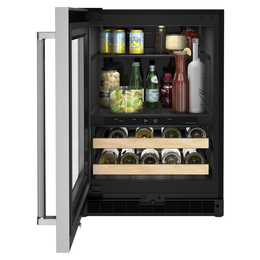 24" Beverage Center with Glass Door and Wood-Front Racks