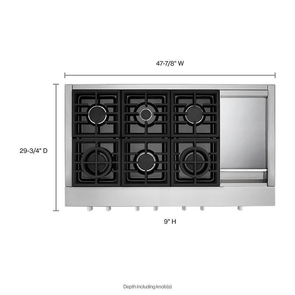 KitchenAid® 48'' 6-Burner Commercial-Style Gas Rangetop with Griddle