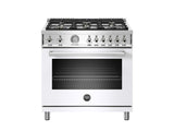 36 inch All Gas Range, 6 Brass Burners Bianco