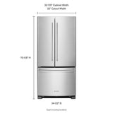 22 Cu. Ft. 33-Inch Width Standard Depth French Door Refrigerator with Interior Dispenser