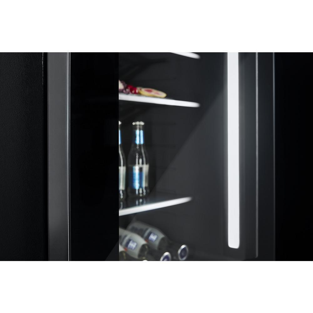 24" NOIR™ Under Counter Glass Door Refrigerator, Left Swing