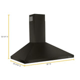 36" Contemporary Black Stainless Wall Mount Range Hood