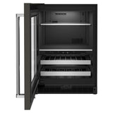 24" Beverage Center with Glass Door and Metal-Front Racks and PrintShield™ Finish