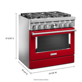 KitchenAid® 36'' Smart Commercial-Style Dual Fuel Range with 6 Burners