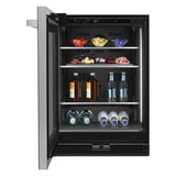 24" NOIR™ Under Counter Glass Door Refrigerator, Left Swing