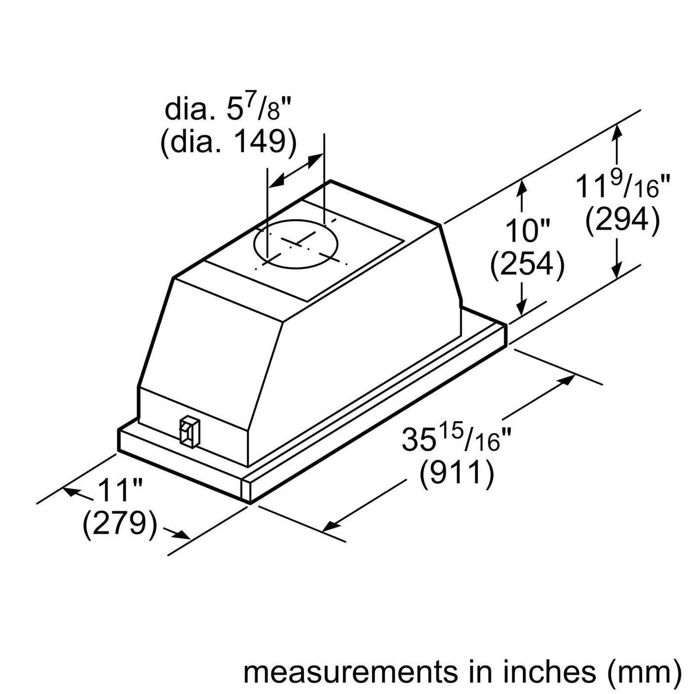 500 Series, 36" Pull-out Hood S/S