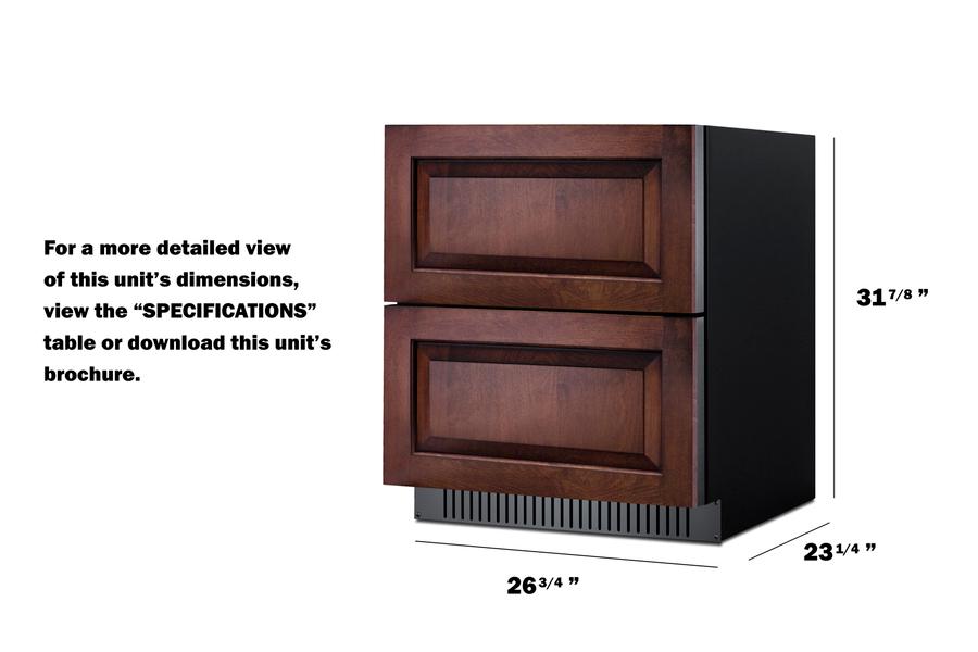 27" Wide 2-drawer All-refrigerator, ADA Compliant (panels Not Included)