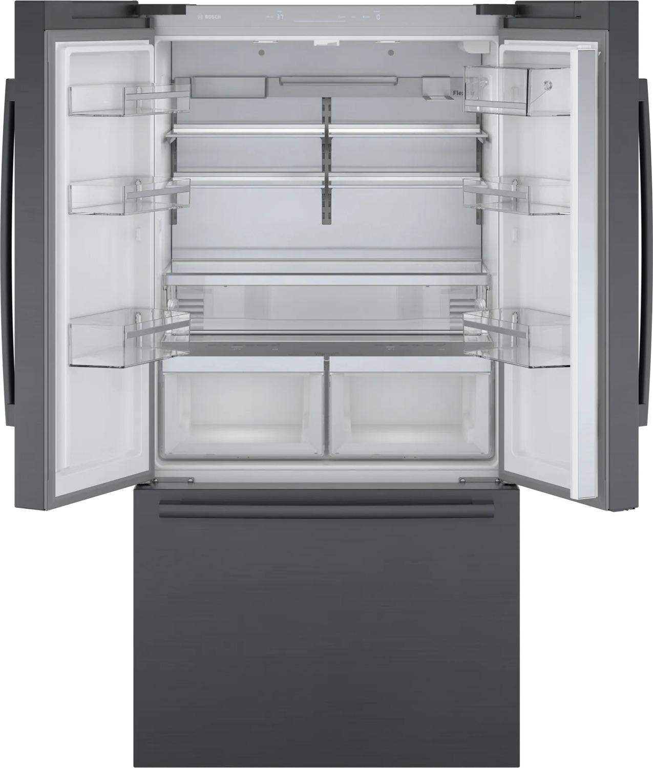 800 Series French Door Bottom Mount Refrigerator 36" Black Stainless Steel