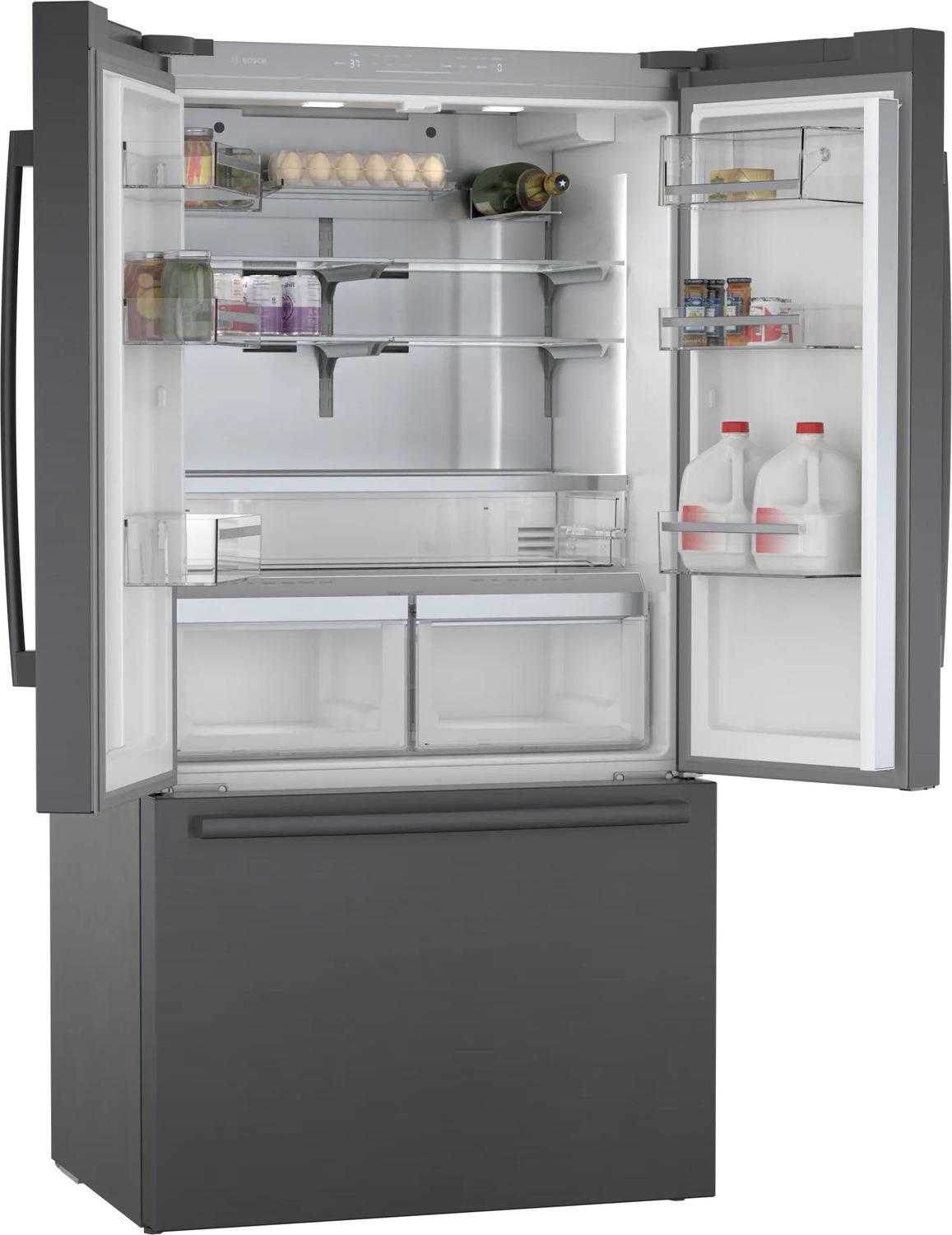 800 Series French Door Bottom Mount Refrigerator 36" Black Stainless Steel