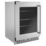 24" Undercounter Refrigerator with Glass Door and Shelves with Metallic Accents