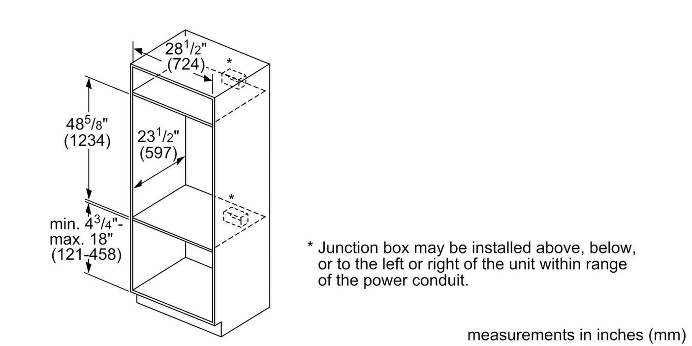 500 Series, 30" Combo, Upper: Microwave, Lower: EU Conv, Knob Control