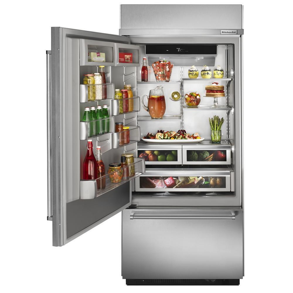 20.9 Cu. Ft. 36" Width Built-In Stainless Bottom Mount Refrigerator with Platinum Interior Design