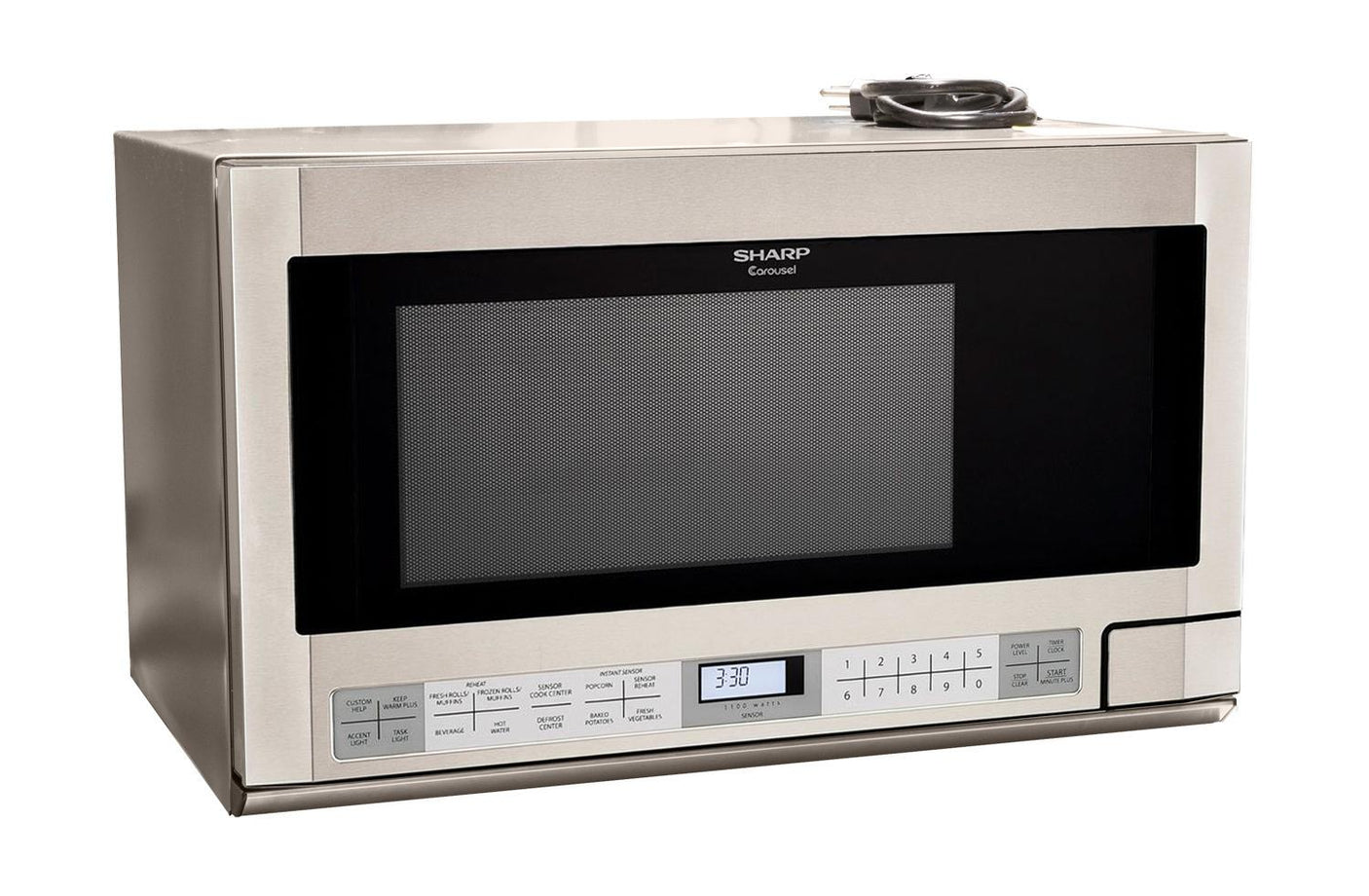 1.5 cu. ft. 1100W Stainless Steel Sharp Over-the-Counter Carousel Microwave Oven