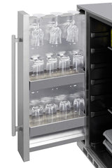 Shallow Depth 24" Wide Outdoor Built-in All-refrigerator With Slide-out Storage Compartment