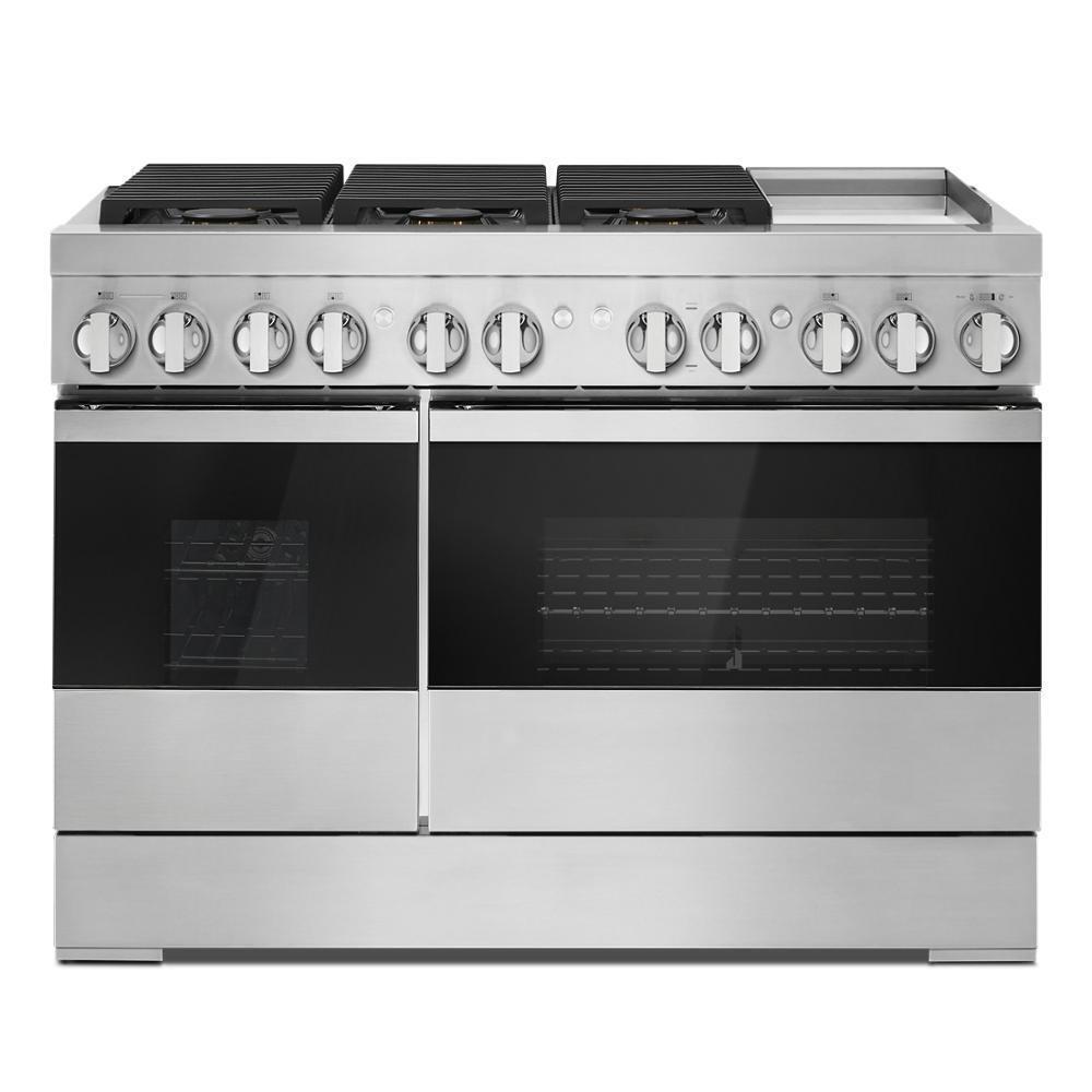 NOIR™ 48" Dual-Fuel Professional-Style Range with Chrome-Infused Griddle and Steam Assist