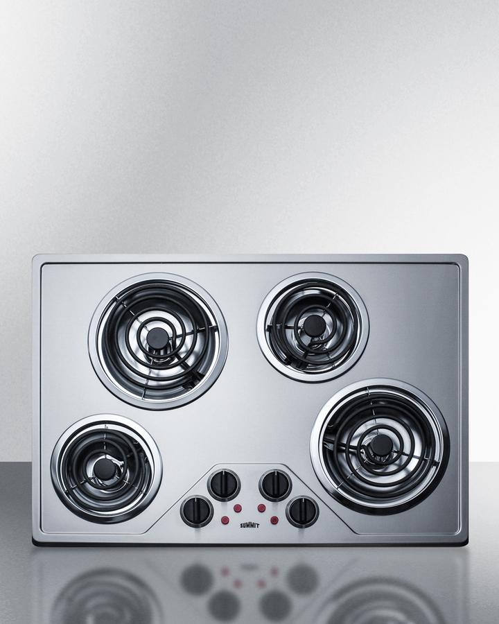 30" Wide 230v 4-burner Coil Cooktop