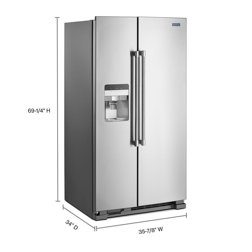 36-Inch Wide Side-by-Side Refrigerator with Exterior Ice and Water Dispenser - 25 Cu. Ft.