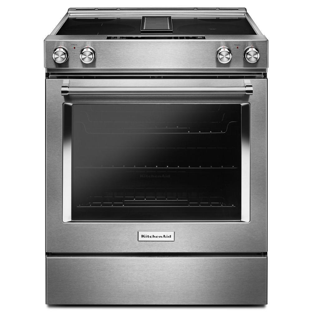 30-Inch 4-Element Electric Downdraft Slide-In Range