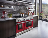 48'' 6-Burner with Griddle, Dual Fuel Freestanding Range, Commercial-Style Signature Red