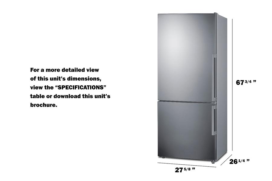 28" Wide Bottom Freezer Refrigerator