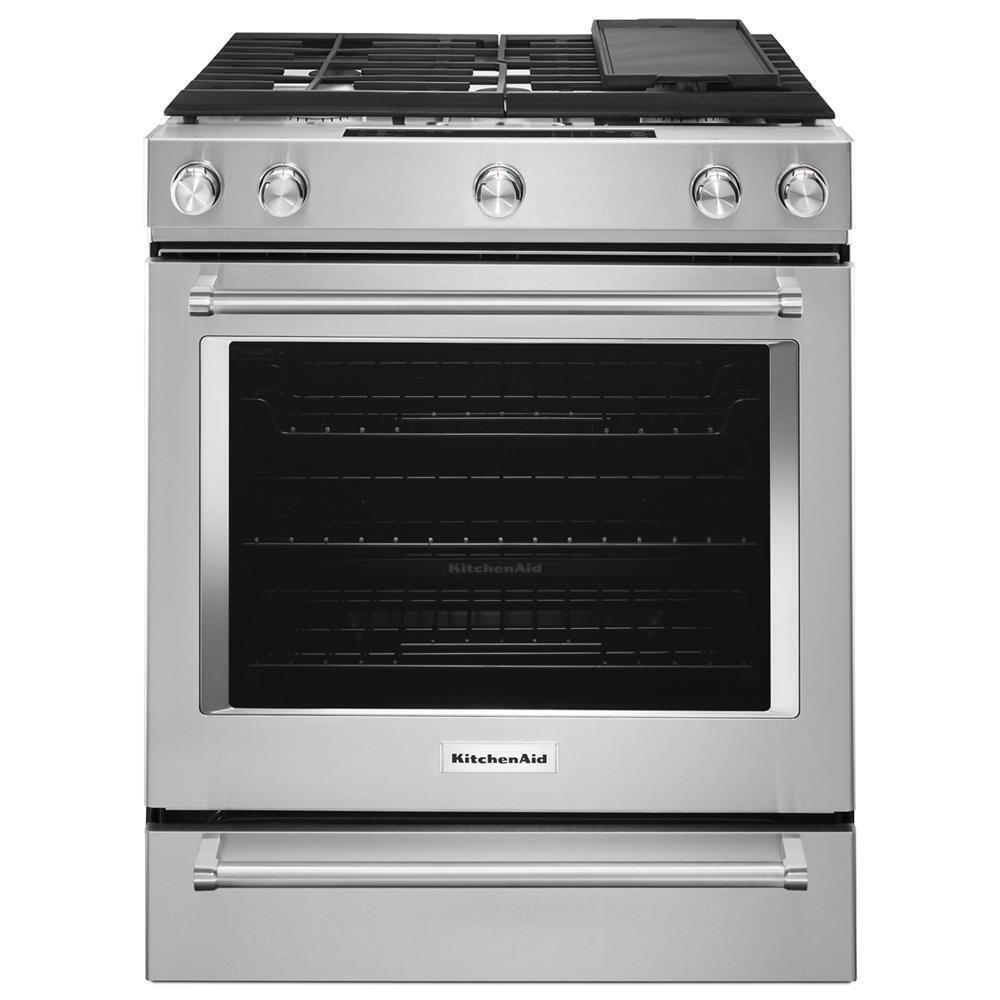 30-Inch 5-Burner Dual Fuel Convection Slide-In Range with Baking Drawer