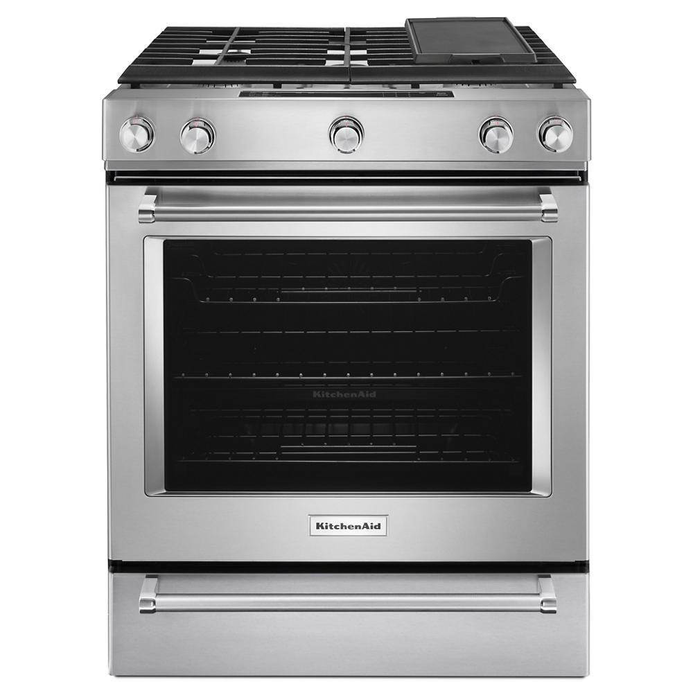 30-Inch 5 Burner Gas Convection Slide-In Range with Baking Drawer