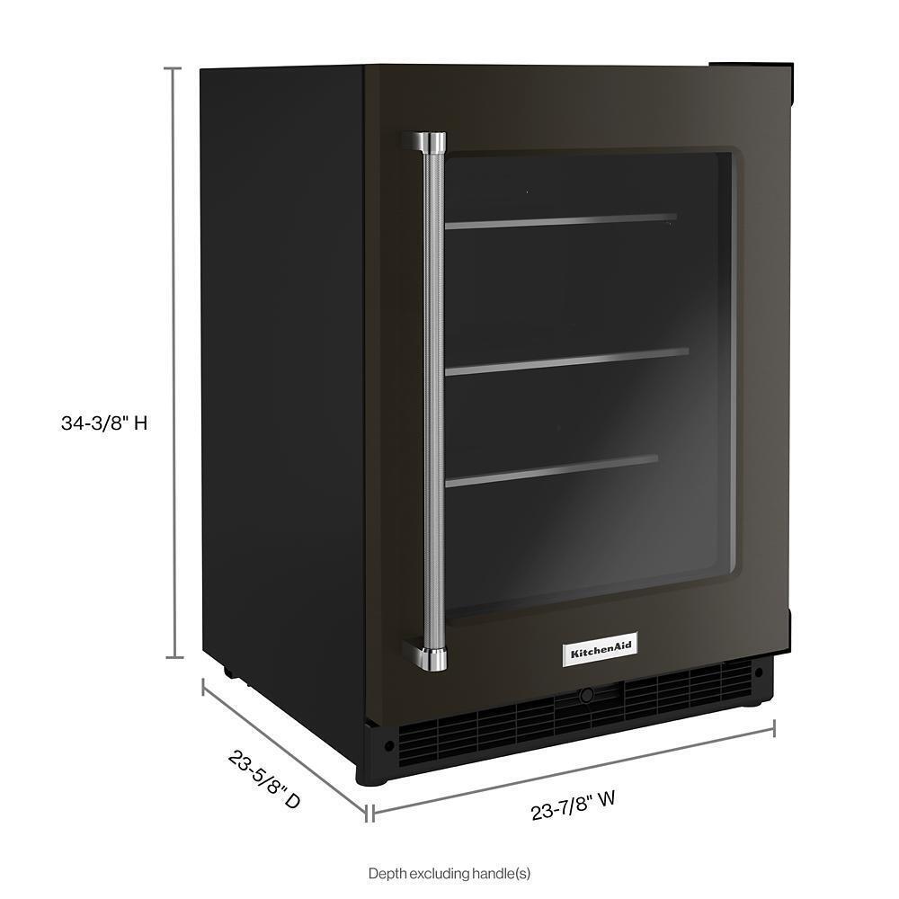 24" Undercounter Refrigerator with Glass Door and Shelves with Metallic Accents and PrintShield™ Finish