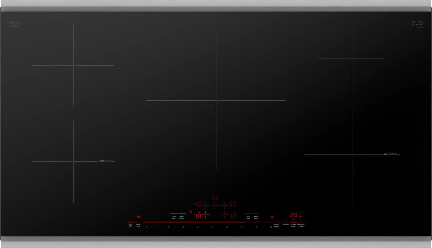 800 Series Induction Cooktop 36" Black, surface mount with frame