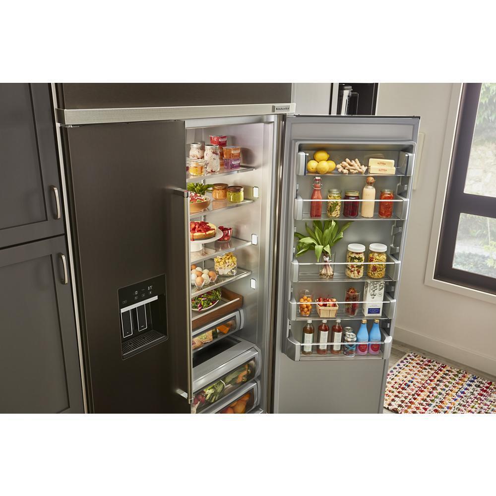 24" Undercounter Refrigerator with Glass Door and Shelves with Metallic Accents and PrintShield™ Finish